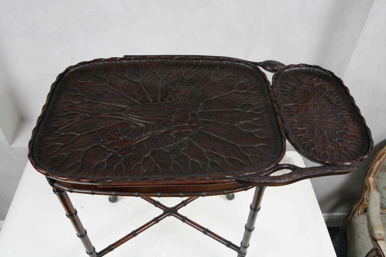 19th Century Japanese Walnut Tray on Stand In Good Condition For Sale In Los Angeles, CA