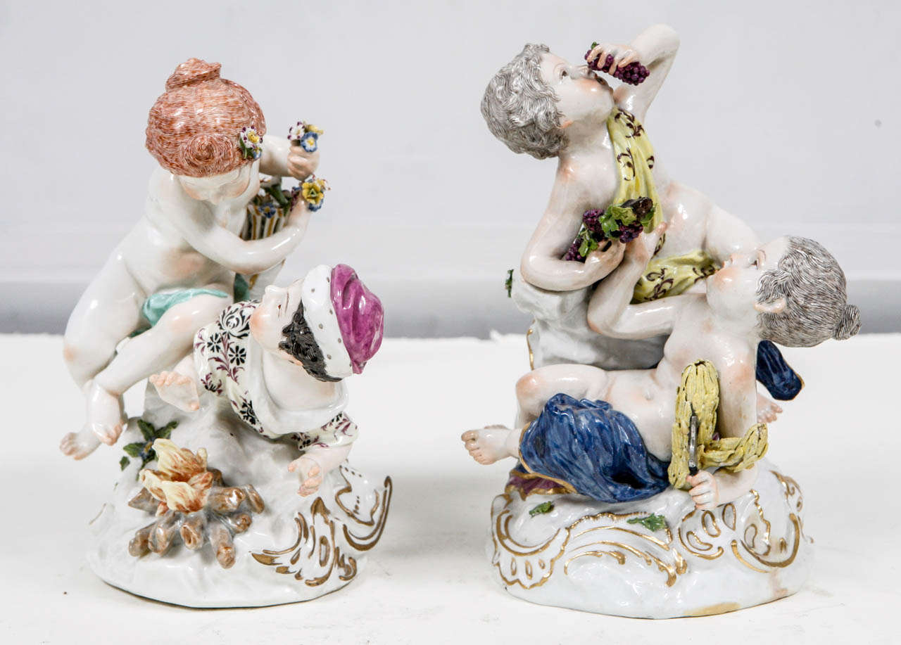Pair of very fine 19th century hand-painted porcelain figures.