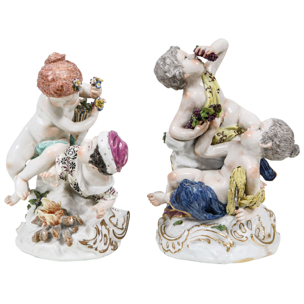 Paar französische Porzellanfiguren des 19. Jahrhunderts