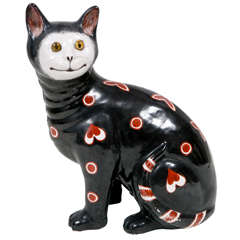 19th Century French Emile Galle Faience Porcelain Cat