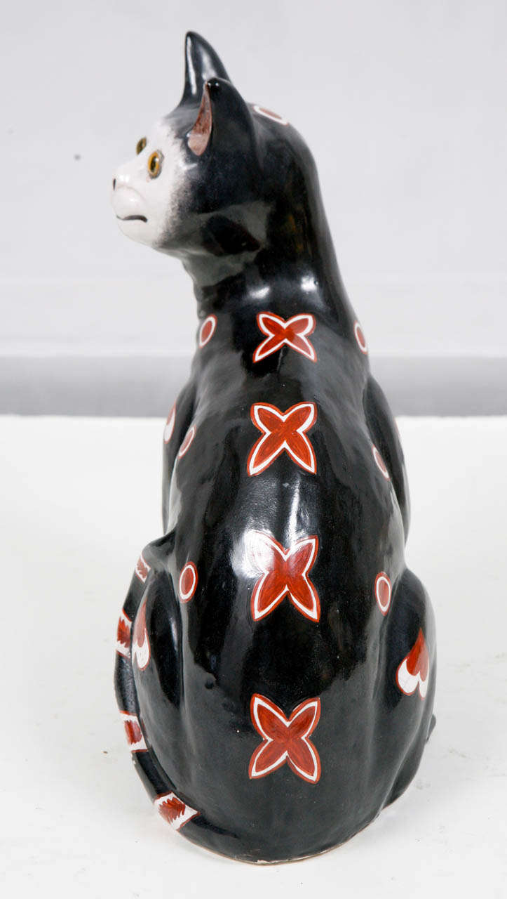 19th Century French Emile Galle Faience Porcelain Cat 1