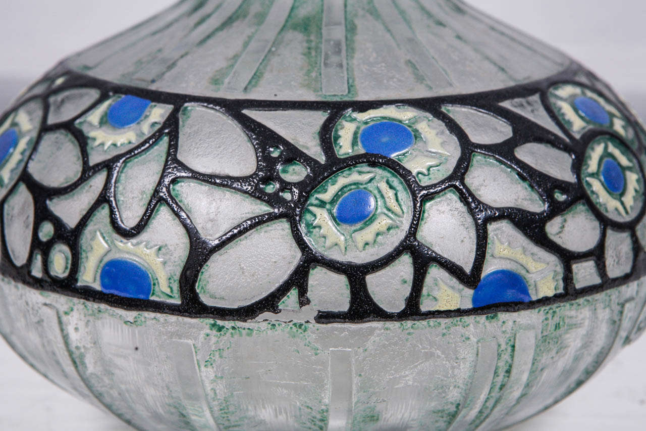 Glass 1920's French Delatte Vase For Sale
