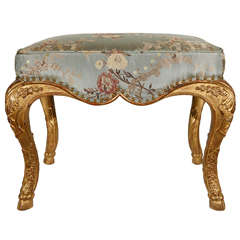 Italian Style 22-Karat Giltwood Stool with Hoof Feet