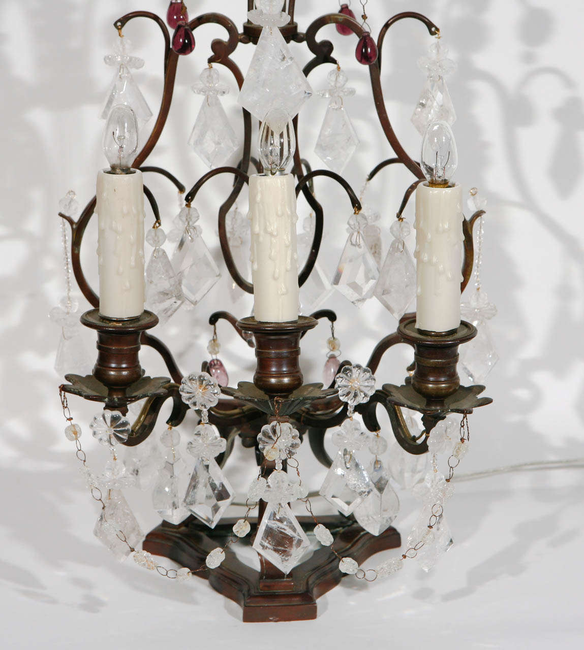 Rock Crystal Pair of 19th Century French Bronze And Crystal Girandoles For Sale