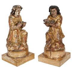 Pair of 18th Century Italian Carved Giltwood Saints