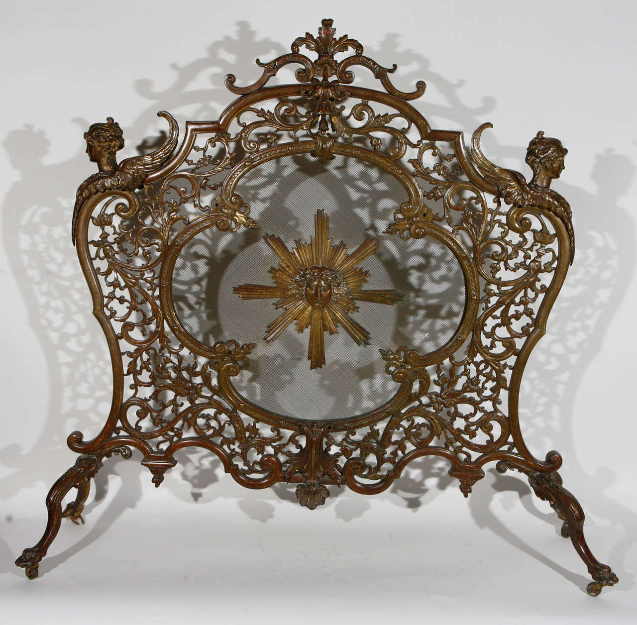 19th Century French Bronze Fire Screen