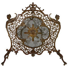 Antique 19th Century French Bronze Fire Screen