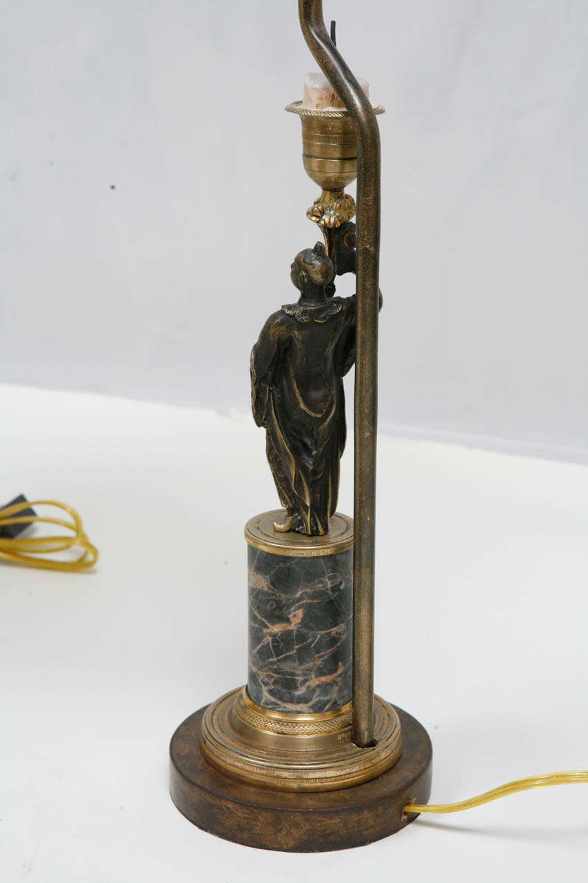 Pair of 19th c. French  Bronze Candlestick Lamps For Sale 5