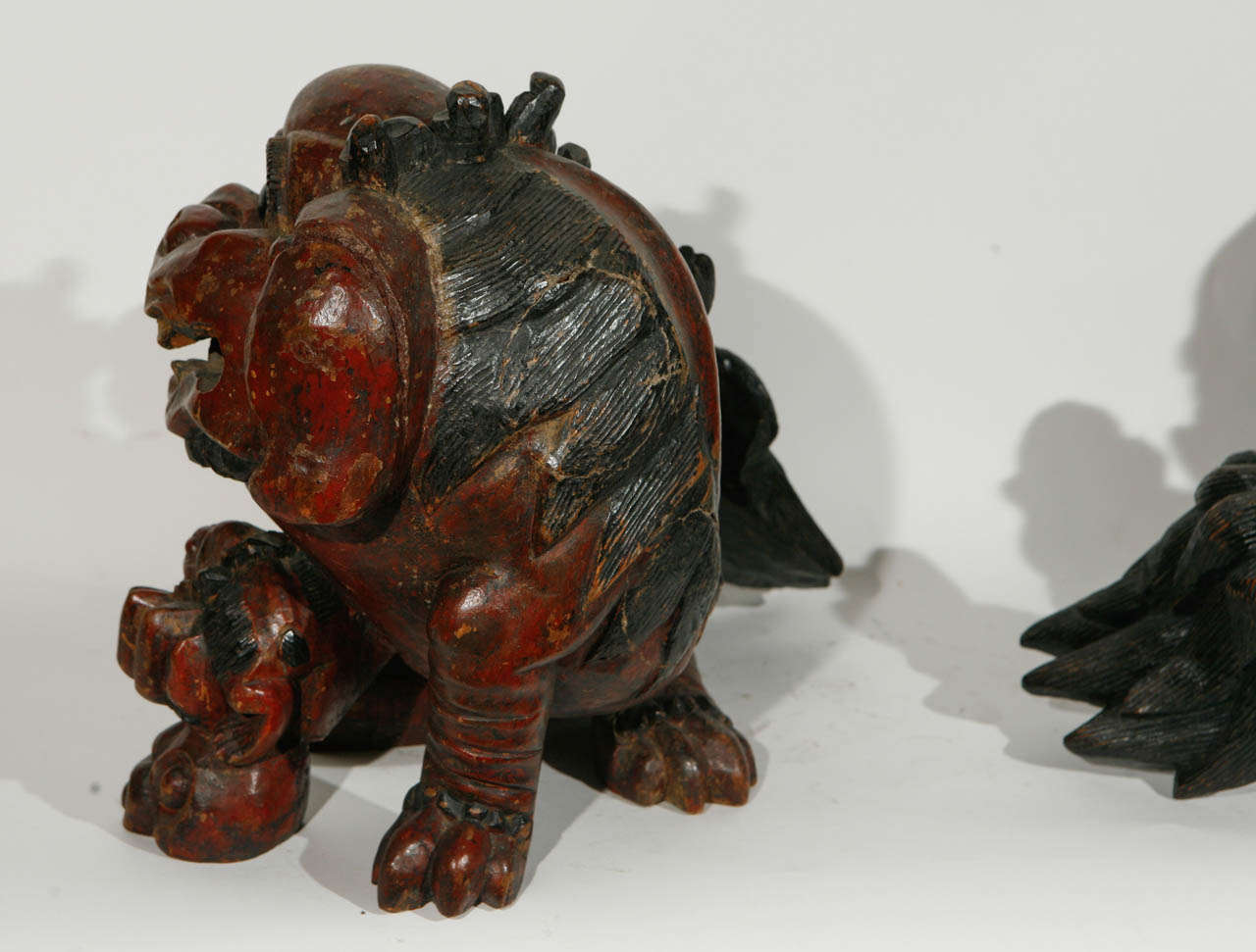 Pair of 19th Century Chinese Carved Foo Dogs 5