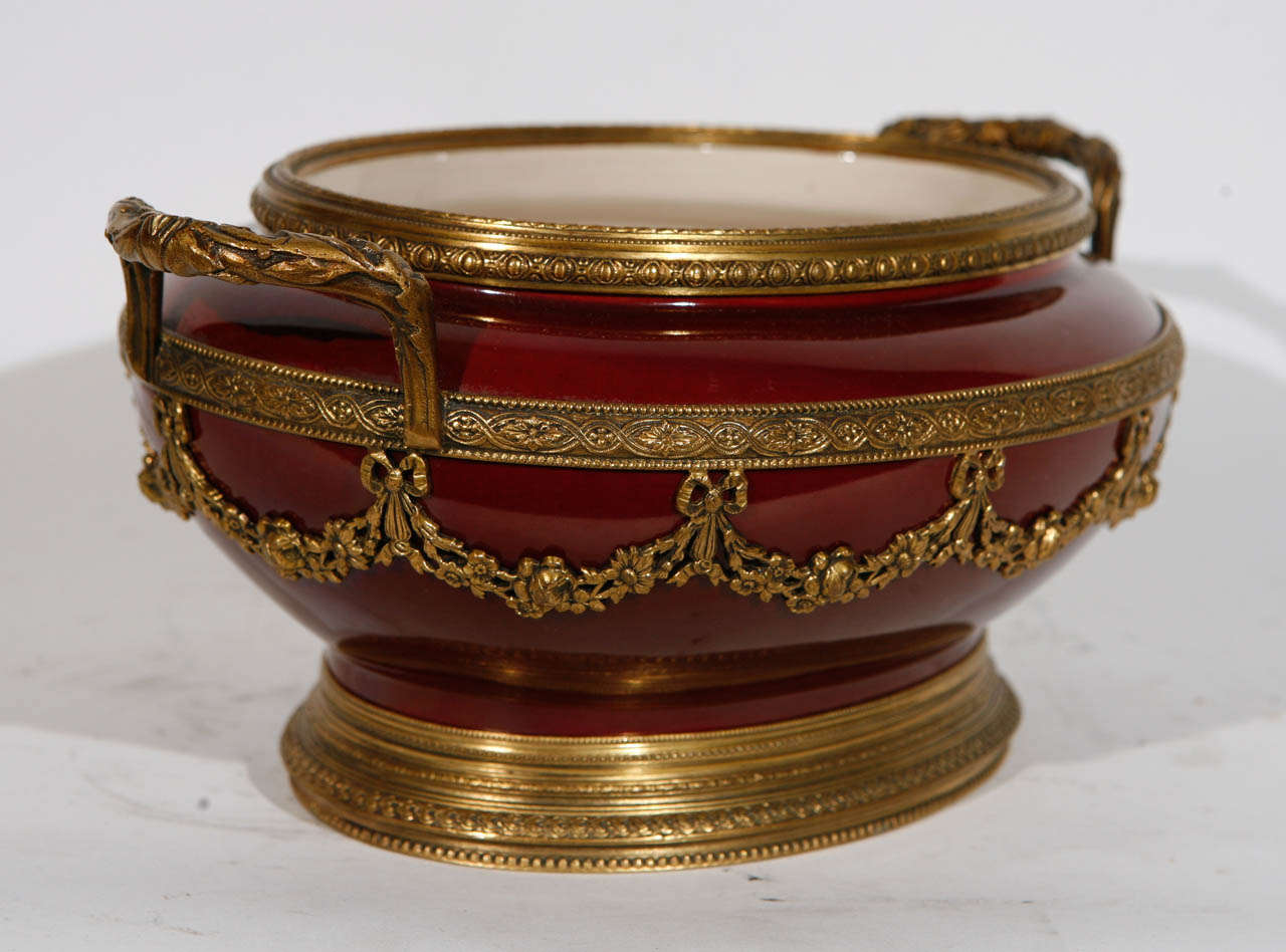 1900's French Sevres Oxblood Porcelain Center Bowl