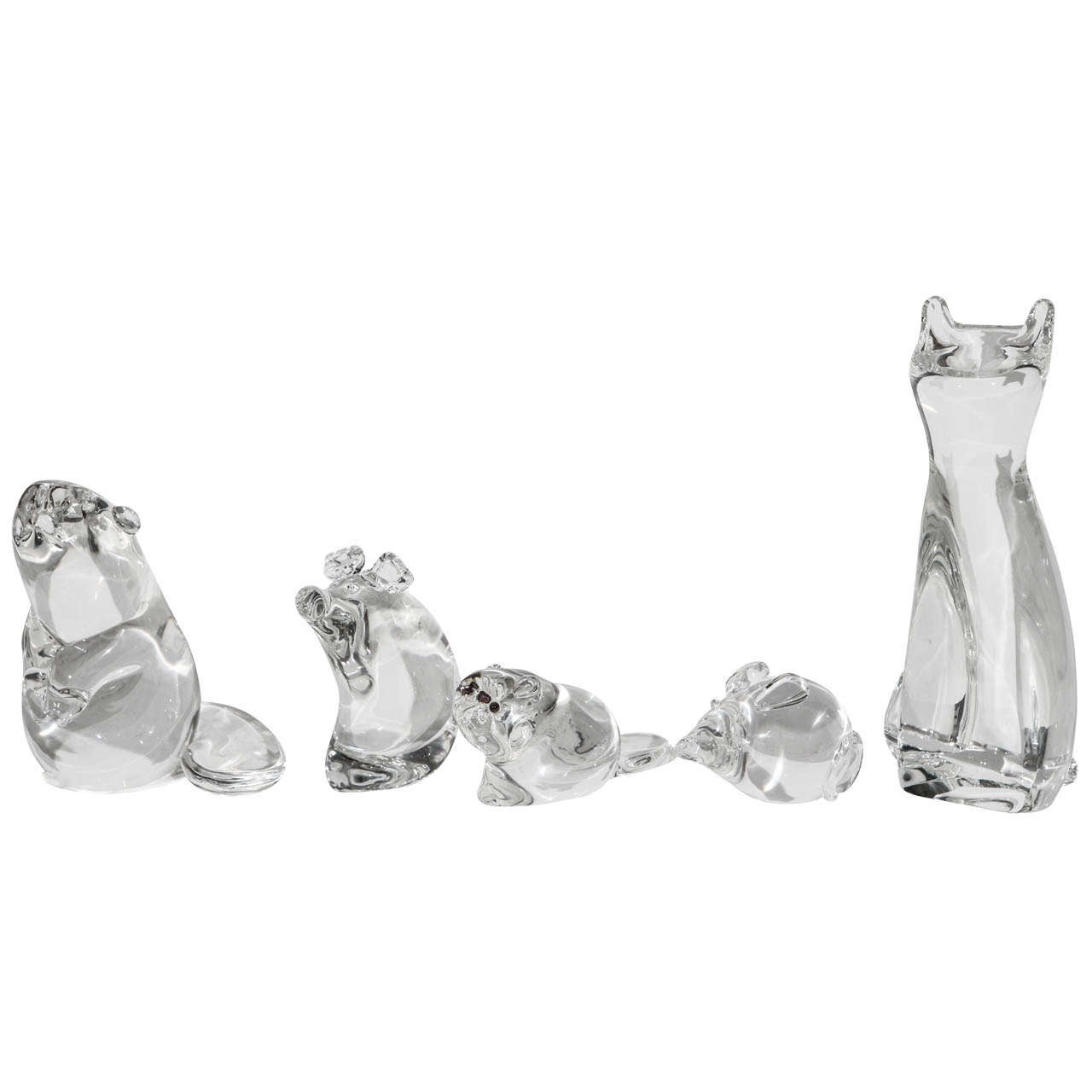 Gruppe von 5 Steuben Glas Tiere