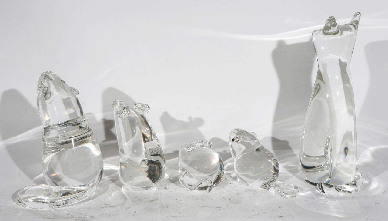 Gruppe von 5 Steuben Glas Tiere 3