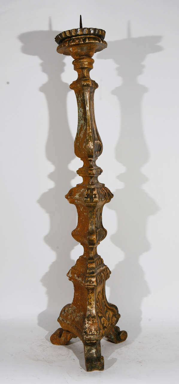 Pair of 18th Century Italian Giltwood Pricket Sticks