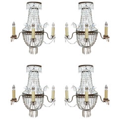 Antique 1920s French Crystal Sconces