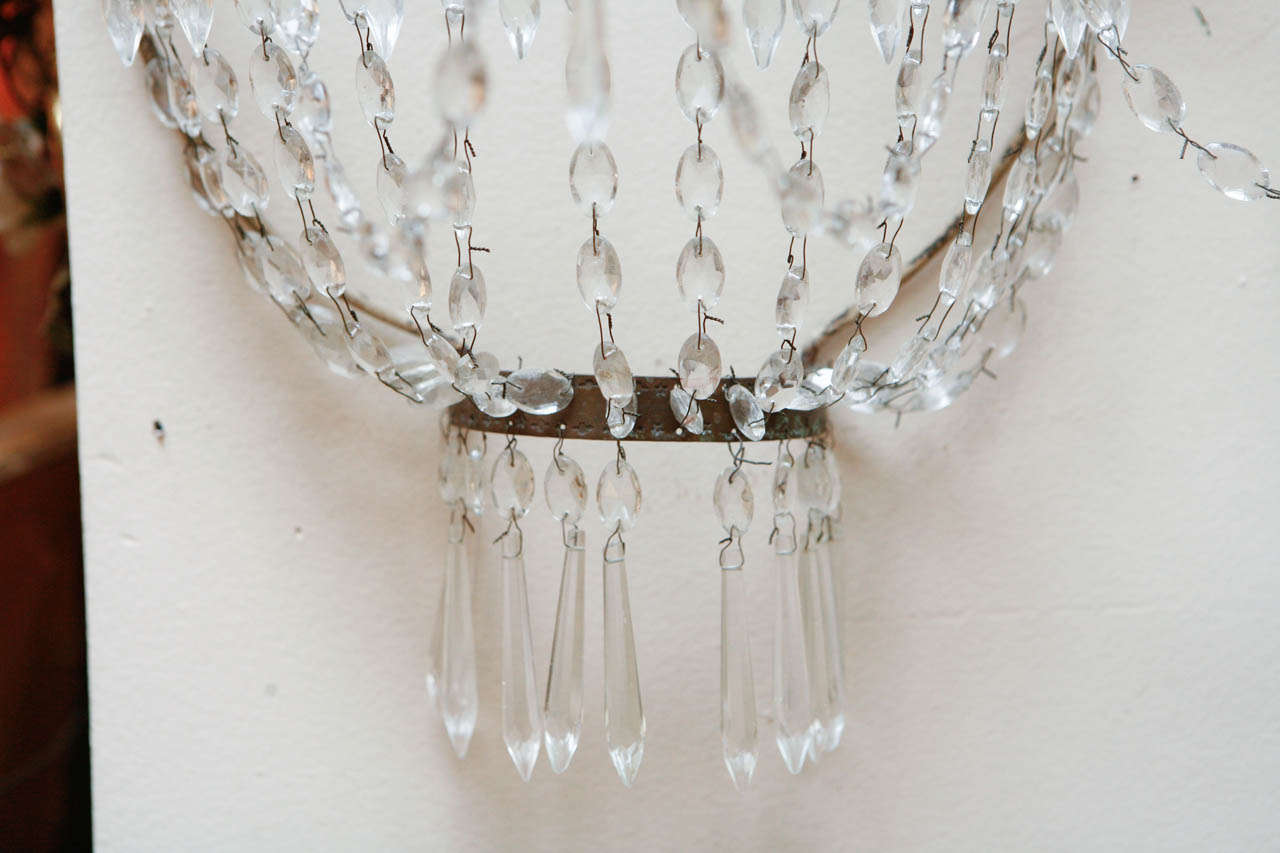 1920s French Crystal Sconces For Sale 3