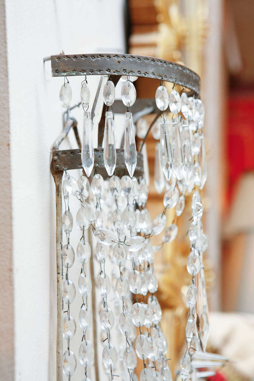 1920s French Crystal Sconces For Sale 5