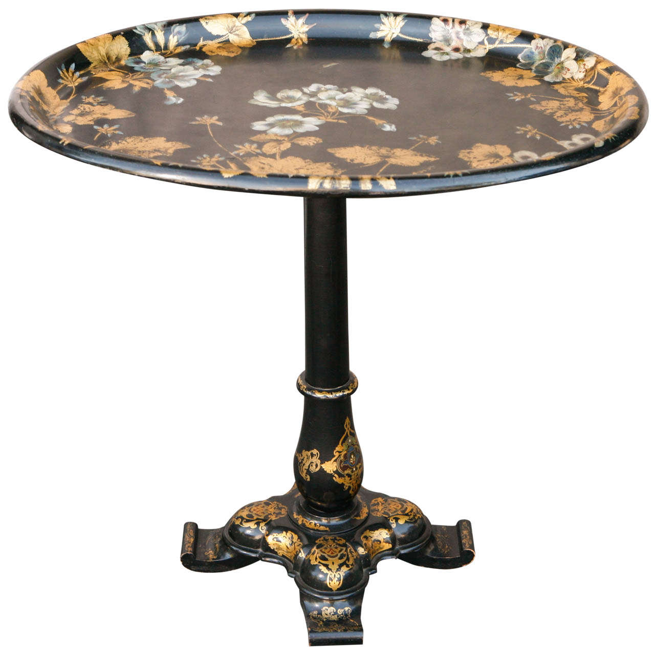 19th Century French Papier-Mâché Flip-Top Tray Table For Sale