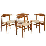 Vintage 4 Hans Wegner Cow Horn Chairs