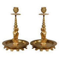 Pair of 19th Century Italian Gilt Bronze Candlesticks 10