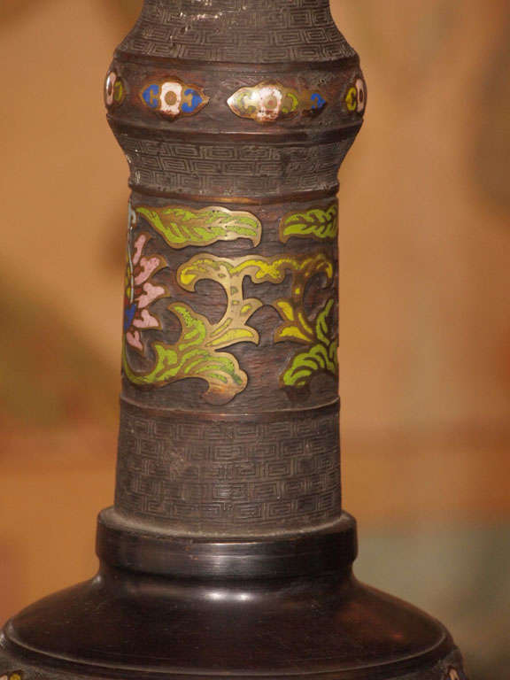 Chinese Champlevé Enamel Lamp 2