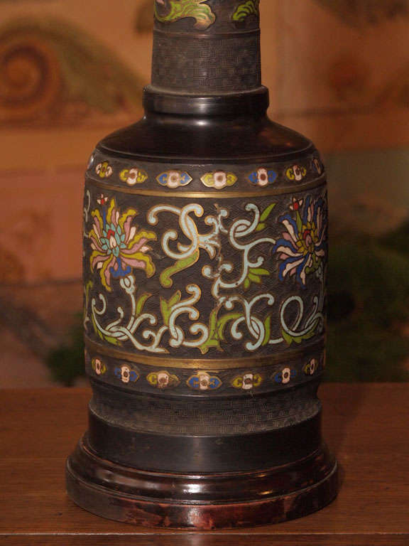 Chinese Champlevé Enamel Lamp 3