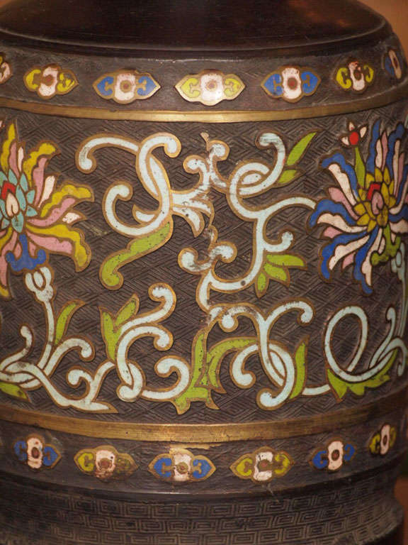 Chinese Champlevé Enamel Lamp 4