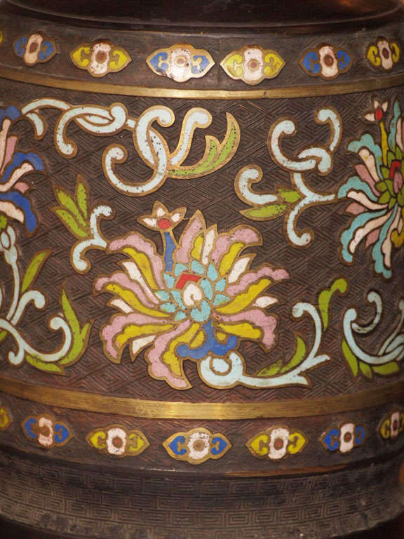 Chinese Champlevé Enamel Lamp 5