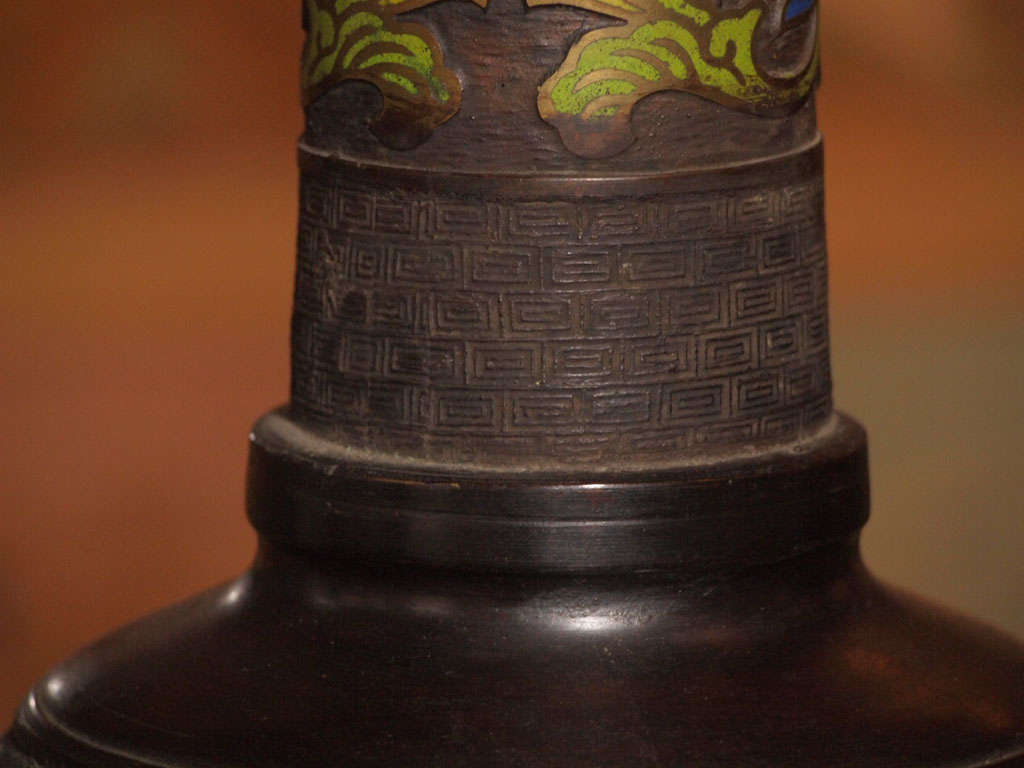 Chinese Champlevé Enamel Lamp 6