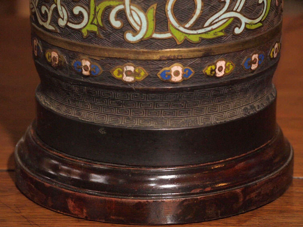 Chinese Champlevé Enamel Lamp 7