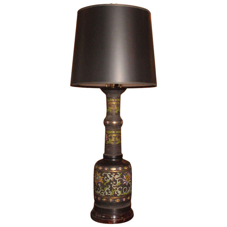Chinese Champlevé Enamel Lamp