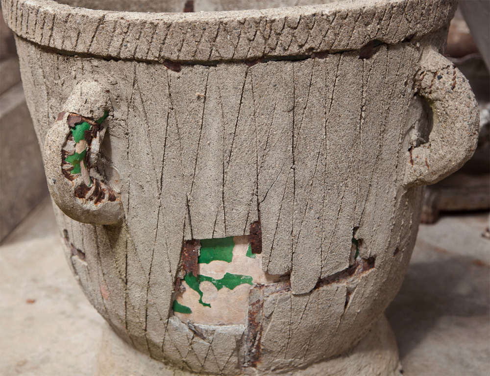 Near Pair of Faux Bois-Covered 19th Century Terracotta Planters 2