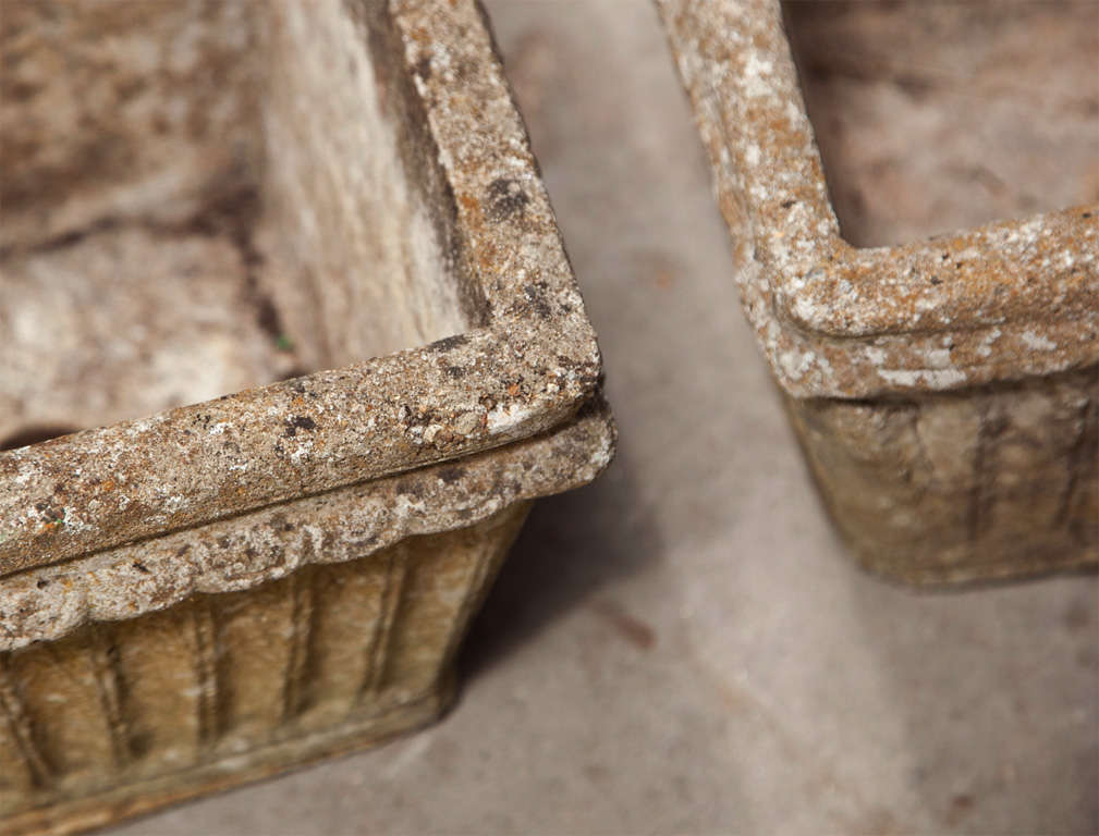 20th Century Four Weathered Cast Stone Planters