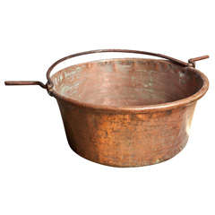 Large French Copper Pot with Iron Handle