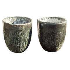 Pair of Large Graphite Industrial French Crucibles (Planters)