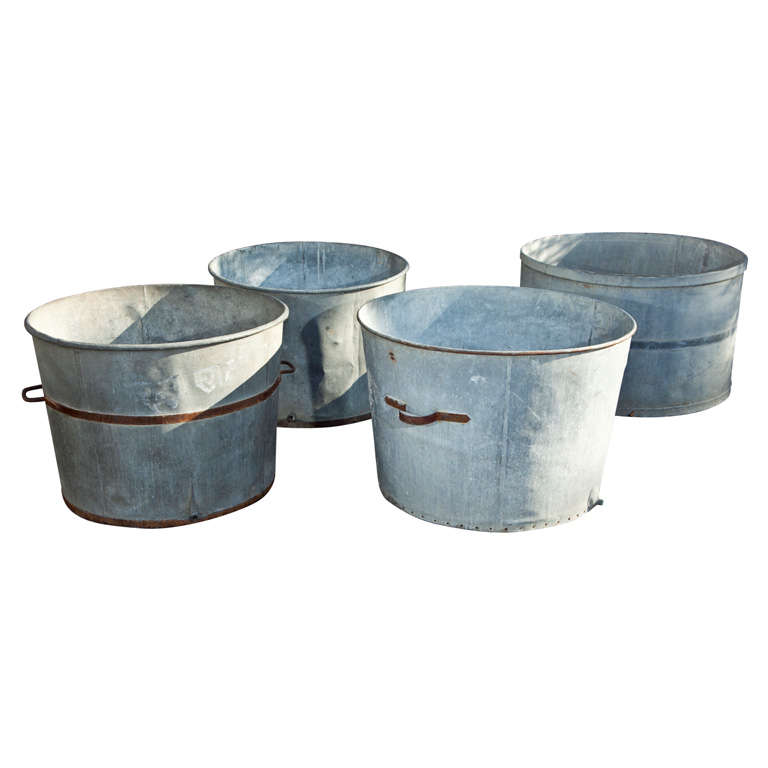 Four Huge French Zinc Tubs