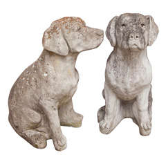 Vintage Pair of Cast Stone Labrador Retriever Dogs