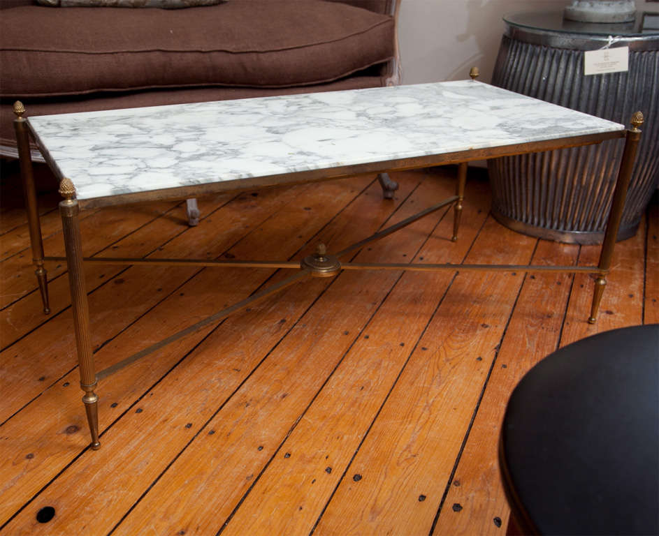 French MarbleTopped Brass Coffee Table at 1stdibs