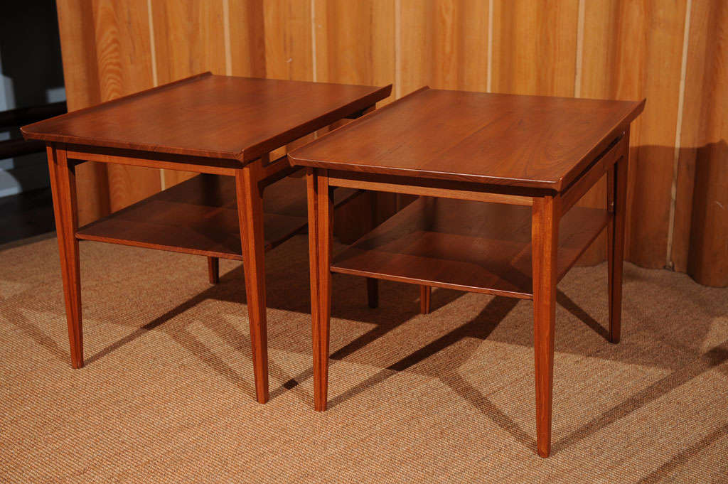 Pair of Finn Juhl design teak tables designed for France $ Sons 