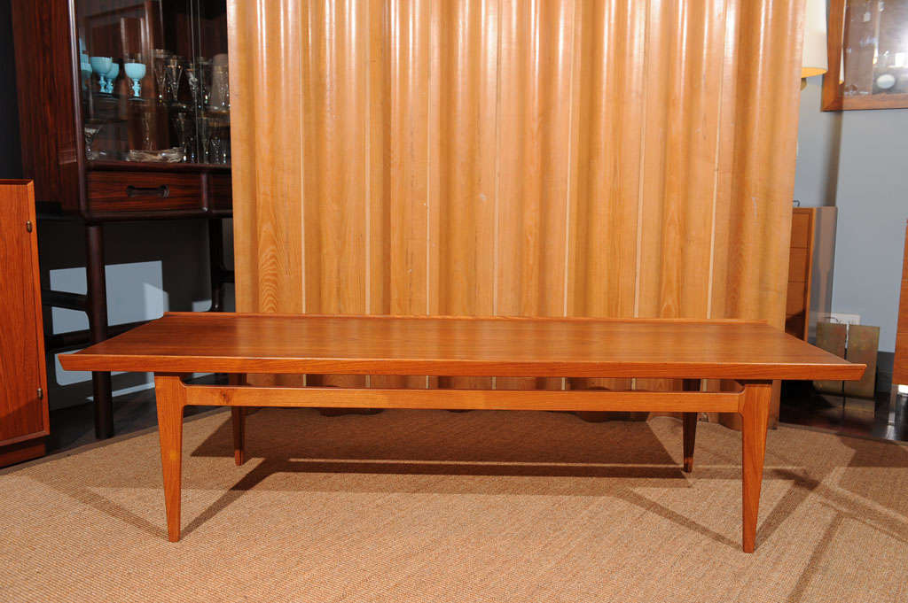 Danish Modern large teak coffee table designed by Finn Juhl for France & Sons 