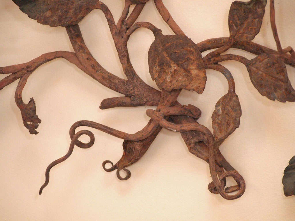 19th C Italian Flowering Vine Iron Sconce