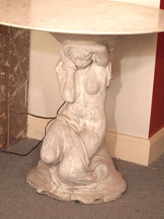 19th Century Table Composed of a Romantic 19thC Italian Cast Stone Statue and Marble Top For Sale