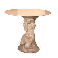 Table Composed of a Romantic 19thC Italian Cast Stone Statue and Marble Top