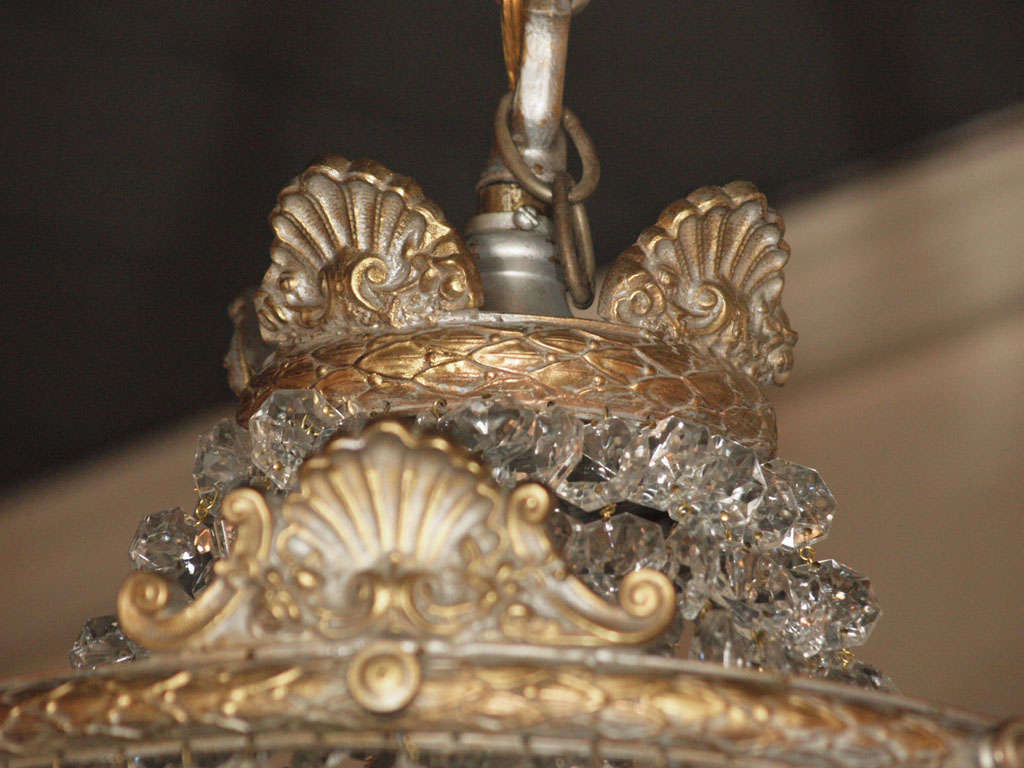 Antique French crystal waterfall chandelier. In Good Condition In New Orleans, LA