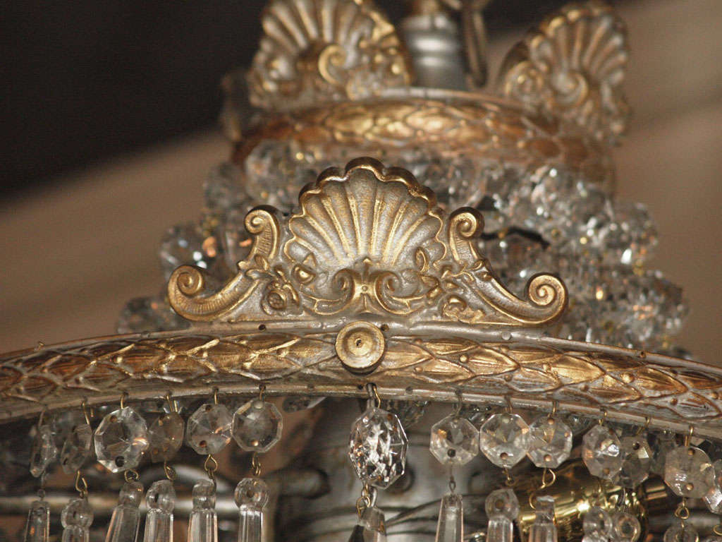19th Century Antique French crystal waterfall chandelier.