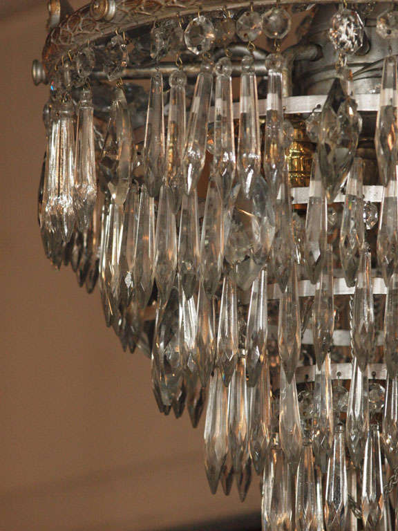 Crystal Antique French crystal waterfall chandelier.