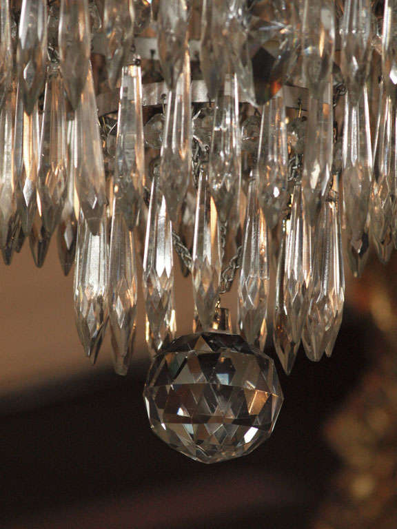 Antique French crystal waterfall chandelier. 1