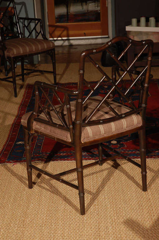 Set of 8 Vintage wood Faux Bamboo Dining Chairs 6