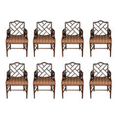 Set of 8 Vintage wood Faux Bamboo Dining Chairs