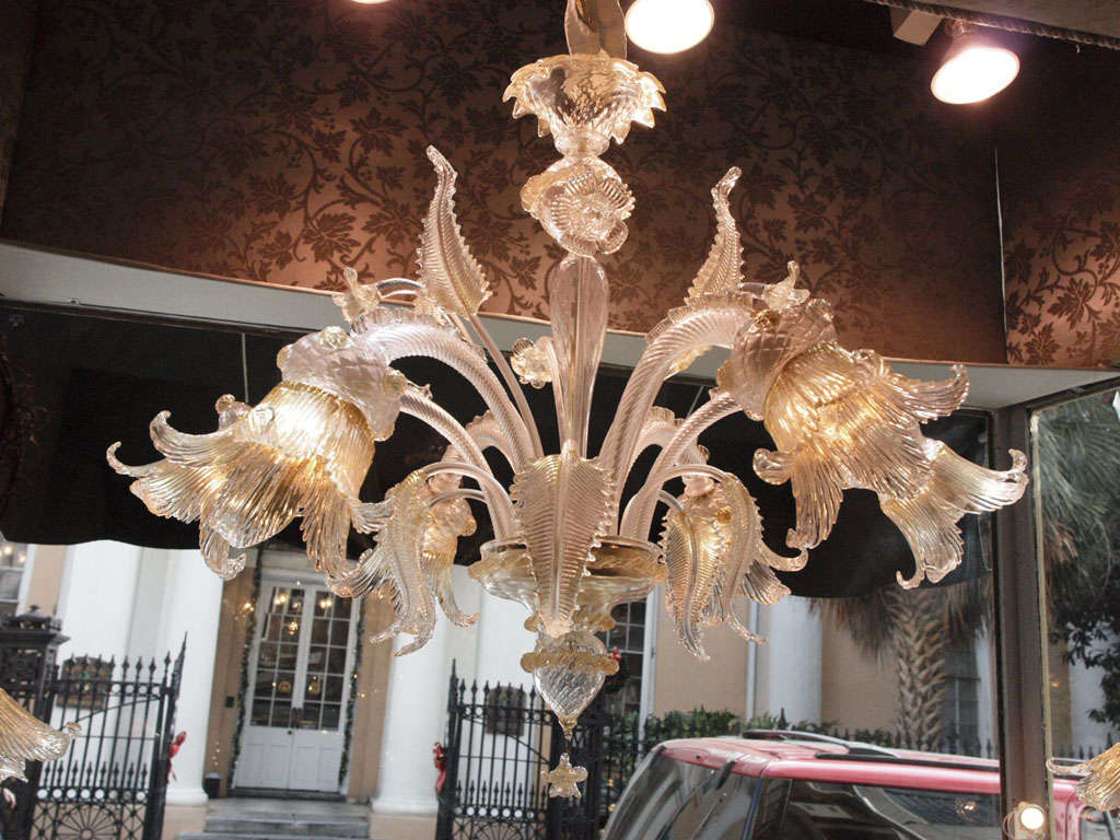 A Lovely Original 6 light Venetian Glass Chandelier