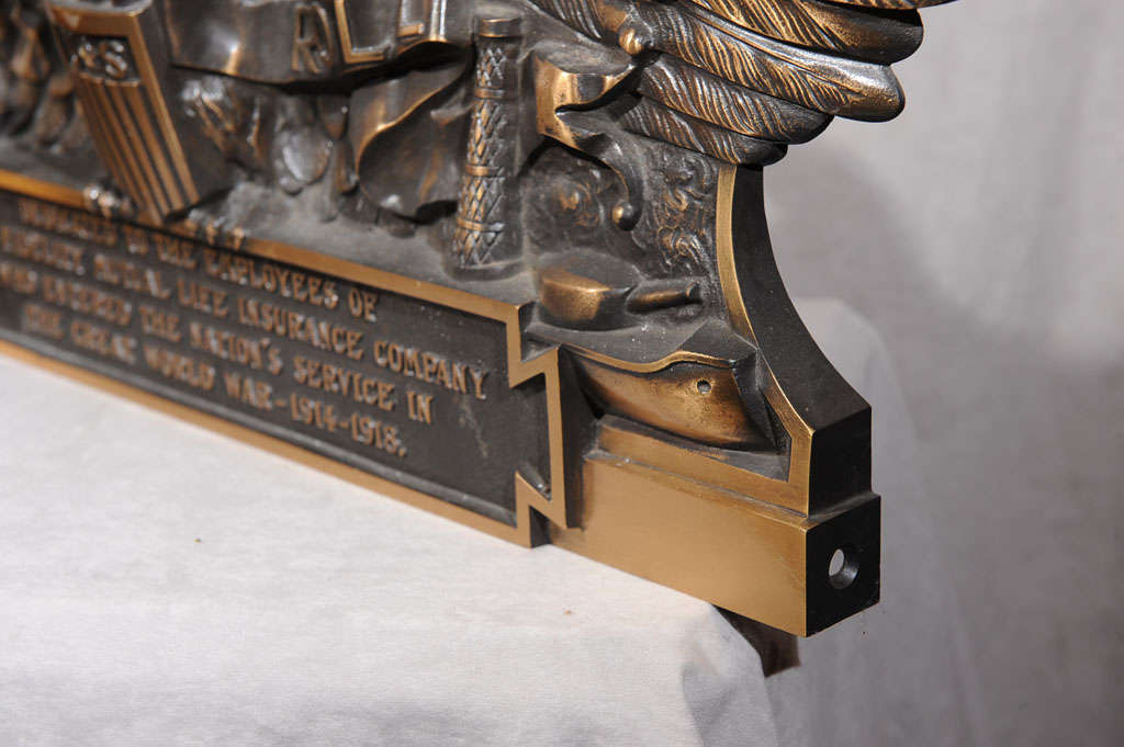 20th Century Bronze Eagle, WWI Honor Roll from Mutual Life Insurance Co.